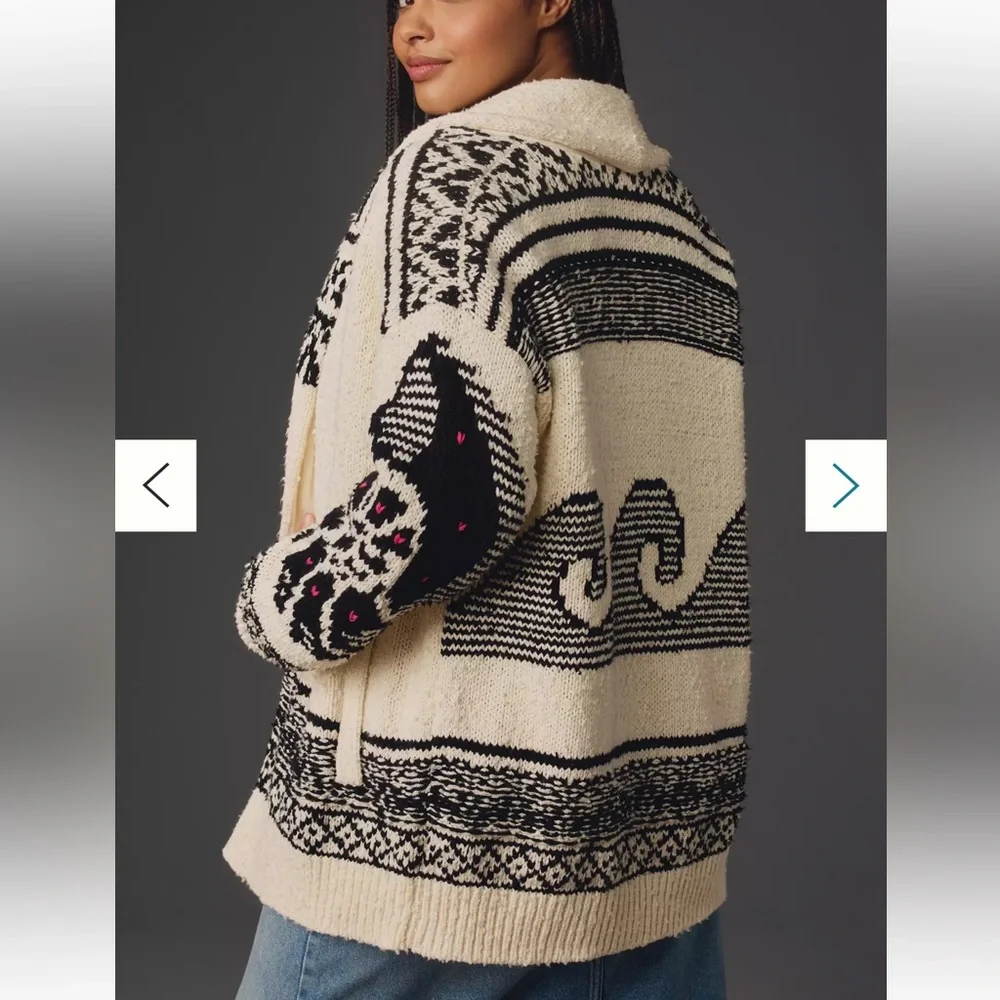 Pilcro by Anthropologie Slouchy Waves Oversized Cardigan Sweater M/L - Picture 4 of 7